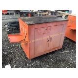 ORANGE ALUMINUM ROLLING CABINET 23"X28"