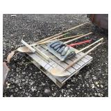 MISC YARD TOOLS, SHOVEL, PITCH FORK