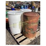 (3) 55 Gallon Drums 
2- Poly 
1- Metal