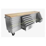 STAINLESS STEEL 96" 24-DRAWER WORKBENCH