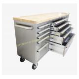 72" 10-DRAWER RUBBERWOOD TOP BENCH