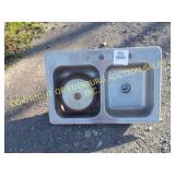 STAINLESS SINK & CEILING LIGHT