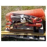 (3) HEDGE TRIMMERS, POLE HOLE SHOVEL, SNOW FENCE