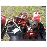 CRATE W/ CASTER, FLOOR JACKS, CRATE OF FLASHLIGHTS