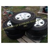 (5) GOODYEAR TIRES P255/75 R17 ON JEEP ALOY WHEELS