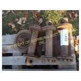 THREE TRAILER STRAP RATCHETS & WHEEL