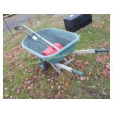 POLY WHEELBARROW, SNOW SHOVEL & ALUM RAKE