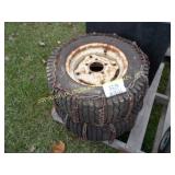 (2) WHEEL HORSE RIDING MOWER REAR TIRES W/ CHAINS