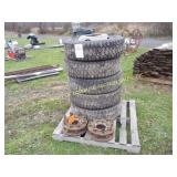 (5) 225/70 19.5 TIRES & RIMS W/ ADAPTERS