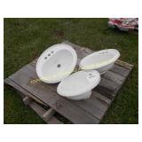 (3) FIBERGLASS BATHROOM SINKS