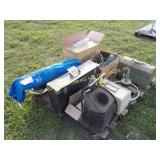 LOT OF MISC TOOLBOXES, SPRINGS & LAWN CHAIR