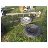 (3) WHEELS & TIRES & WOOD STEP LADDER