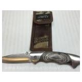 NWTF folding knife w/ belt clip and case