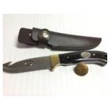 2008 NWTF sponsor fixed blade knife w/ gut hook and NWTF pin