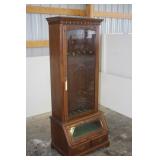 WOODEN GUN CABINET WITH ENGRAVED PHEASANTS