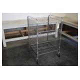 METAL WIRE BASKET ON CASTER WITH (1) PARTIAL FOLD