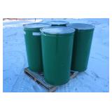 (4) 55 GALLON STEEL BARRELS WITH REMOVABLE LIDS