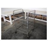 METAL WIRE BASKET ON CASTER WITH (1) PARTIAL FOLD