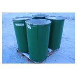 (4) 55 GALLON STEEL BARRELS WITH REMOVABLE LIDS