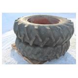 PAIR OF FIRESTONE 16.9-34 TRACTOR TIRES ON 9-BOLT