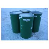 (4) 55 GALLON STEEL BARRELS WITH REMOVABLE LIDS