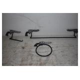 3 PIECE METAL PISTOL BATHROOM TOWEL HANGER &