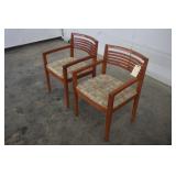 (2) WOOD FRAMED CUSHIONED OFFICE CHAIRS