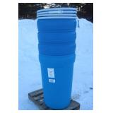 (4) 55 GALLON POLY TAPERED BARRELS WITH LIDS
