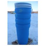 (4) 55 GALLON POLY TAPERED BARRELS WITH LIDS
