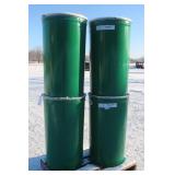 (4) 55 GALLON STEEL BARRELS WITH REMOVABLE LIDS