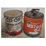 VINTAGE 5 GALLON OIL CAN & 5 GALLON LUBE CAN