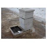 BEEHIVE WITH TOP FEEDER AND SOME FOUNDATIONS