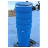 (4) 55 GALLON POLY TAPERED BARRELS WITH LIDS