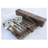 TRAILER HITCH, (2) 14X6 5-BOLT TRAILER RIMS AND