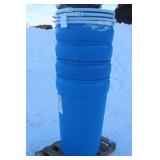 (4) 55 GALLON POLY TAPERED BARRELS WITH LIDS