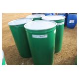 (4) 55 GALLON STEEL BARRELS WITH REMOVABLE LIDS