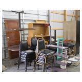 LARGE LOT OF STACKABLE CHAIRS, (2) WOODEN HIGH
