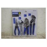 KOBALT 4 PIECE PLIERS & WRENCH SET (UNUSED)