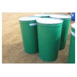 (4) 55 GALLON STEEL BARRELS WITH REMOVABLE LIDS