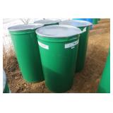 (4) 55 GALLON STEEL BARRELS WITH REMOVABLE LIDS