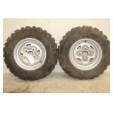 (2) DUNLOP AT25X10-12 ATV TIRES ON 4-BOLT YAMAHA