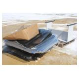 PALLET LOT OF PLEXIGLASS, DESK AND MISC ITEMS