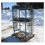 (2) STEEL FRAME DESKS WITH TOPS