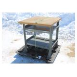 METAL FRAME TABLE WITH BUTCHER BLOCK TOP
