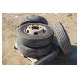 (4) 215/75R17.5 TIRES ON 6-BOLT DUALLY RIMS