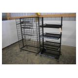 (2) METAL DISPLAY RACKS ON WHEELS