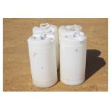 (4) 15 GALLON POLY BARRELS WITH HANDLES