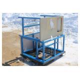 (2) STEEL FRAME TABLES WITH TOPS & (1) STEEL TABLE