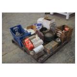 PALLET LOT OF MISC ITEMS, FILTERS, HEATER, LANTERN