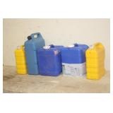 (3) PLASTIC WATER CANS & (2) PLASTIC FUEL CANS